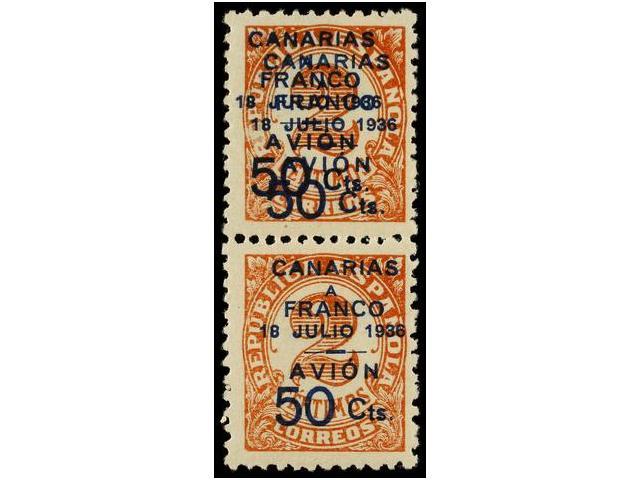 985 * ESPAÑA: CANARIAS. Ed.11Bhh + 11B. <B>50 Cts. S. 2 Cts.</B> Castaño Claro<B> VALOR COMPLEMENTARIO.</B> Pareja Verti - Otros & Sin Clasificación