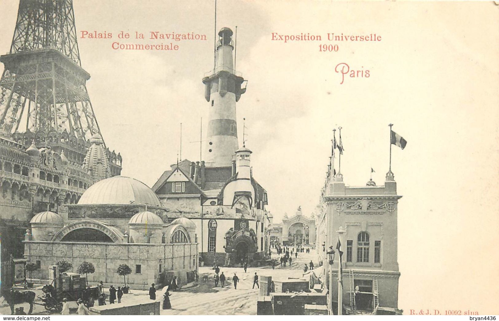 PARIS - TOUR EIFFEL En Plan Avec Le PALAIS De La NAVIGATION COMMERCIALE - EXPO UNIVERSELLE 1900 - CARTE PRECURSEUR -TB** - Tour Eiffel