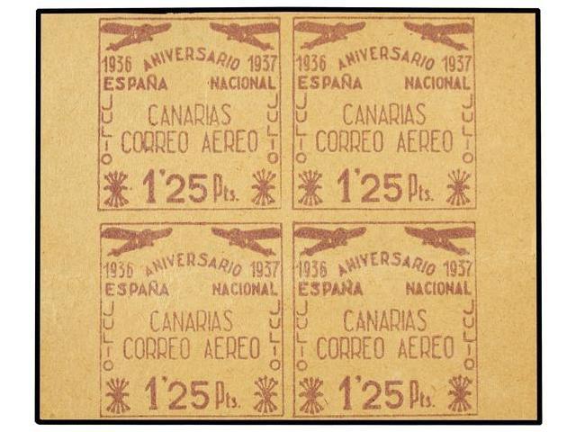 1005 * ESPAÑA: CANARIAS. Ed.31/33. <B>50 Cts.</B> Castaño Y <B>80 Cts.</B> Verde Y <B>1,25 Pts.</B> Lila<B> PRUEBAS DE L - Autres & Non Classés