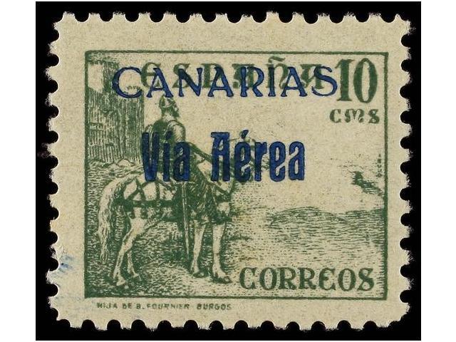 1032 ** ESPAÑA: CANARIAS. Ed.46he. <B>1,25 Pts. S. 10 Cts.</B> Verde. <B>SIN LA CIFRA 1,25 P.</B> F. Exfima. Cat. 66€. - Otros & Sin Clasificación