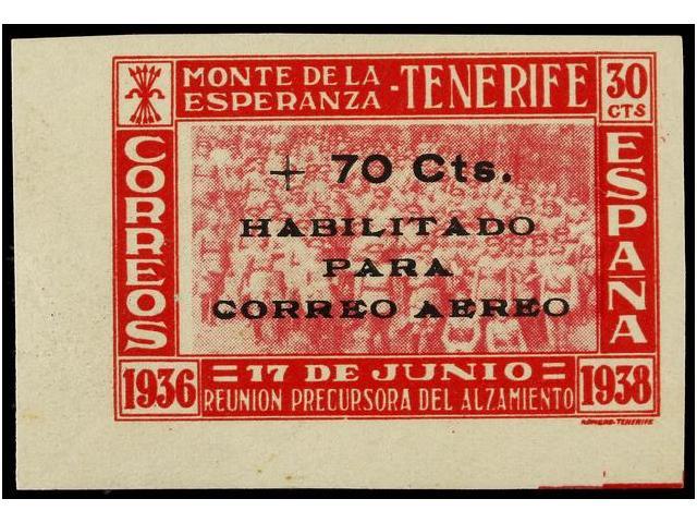 1047 * ESPAÑA: CANARIAS. Ed.57ts. <B>70 Cts. S. 30 Cts.</B> Carmín<B> SIN DENTAR</B> Y <B>PIE DE IMPRENTA 'SIN LITO'.</B - Otros & Sin Clasificación