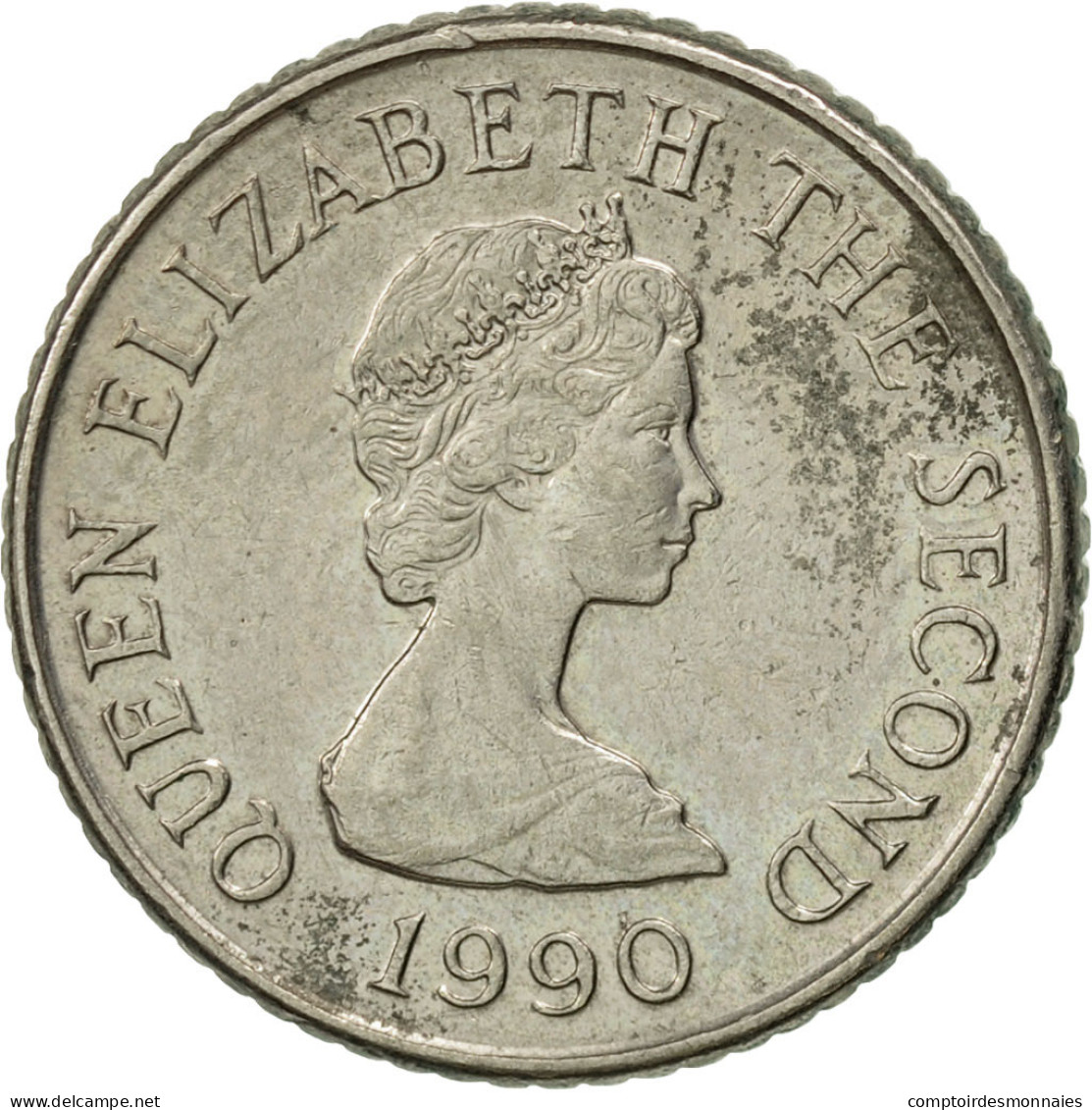 Monnaie, Jersey, Elizabeth II, 5 Pence, 1990, TTB, Copper-nickel, KM:56.2 - Jersey