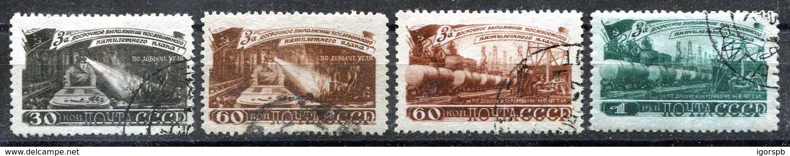 Russia , SG 1416-9 , 1948 , Five Year Plan Of Coal-mining And Oil Extraction , Complete Set  , Used - Used Stamps