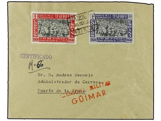 1110 ESPAÑA: CANARIAS. Ed.53, 54. 1938 (30 Septiembre). GUIMAR A PUERTO DE LA CRUZ. <B>30 Cts.</B> Y <B>50 Cts.</B> Mat. - Otros & Sin Clasificación