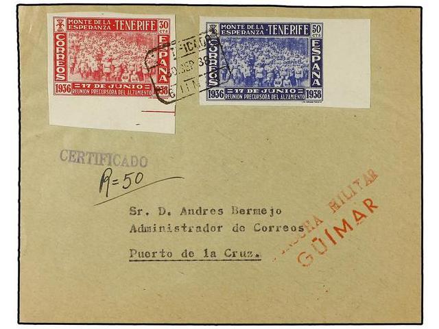 1111 ESPAÑA: CANARIAS. Ed.53s, 54s. 1938 (30 Septiembre). GUIMAR A PUERTO DE LA CRUZ. <B>30 Cts.</B> Rojo Y <B>50 Cts.</ - Otros & Sin Clasificación