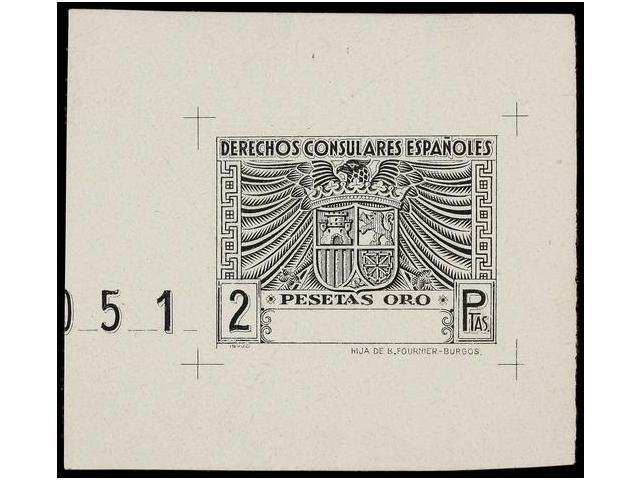 1147 ESPAÑA: FISCALES. <B>PRUEBA LITOGRÁFICA.  2 Pts.</B> DERECHOS CONSULARES. - Otros & Sin Clasificación