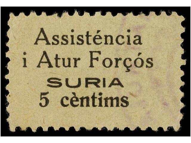 1159 ESPAÑA GUERRA CIVIL. <B>SURIA. 5 Cents. ASSISTENCIA I ATUR FORÇOS.</B> (Allepuz Nº 2). MUY RARA. - Autres & Non Classés