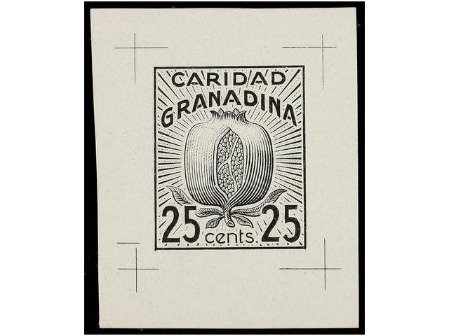 1163 ESPAÑA. <B>PRUEBA LITOGRÁFICA. 25 Cents. </B>negro<B> CARIDAD GRANADINA.</B> - Autres & Non Classés