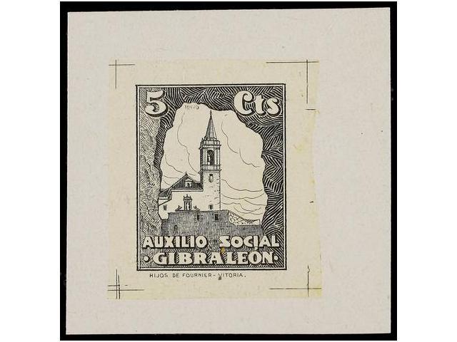 1165 ESPAÑA. <B>PRUEBA LITOGRÁFICA. 5 Cts.</B> <B>AUXILIO SOCIAL GIBRALEON.</B> - Sonstige & Ohne Zuordnung