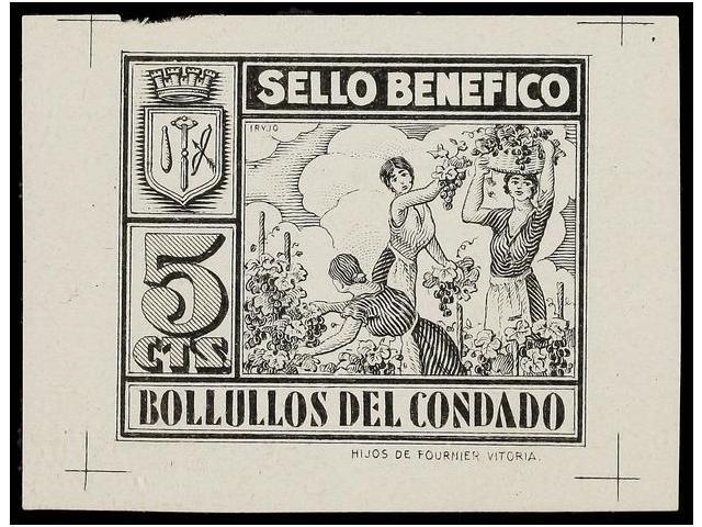 1175 ESPAÑA. <B>PRUEBA LITOGRÁFICA. 5 Cts.</B> <B>SELLO BENÉFICO/BOLULLOS DEL CONDADO.</B> - Autres & Non Classés