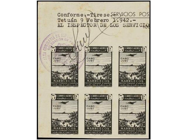 1205 (*) COLONIAS ESPAÑOLAS: CABO JUBY. Ed.133/37s. SERIE COMPLETA<B> SIN DENTAR</B> En Bloques De Seis (sello De 25 Cts - Sonstige & Ohne Zuordnung