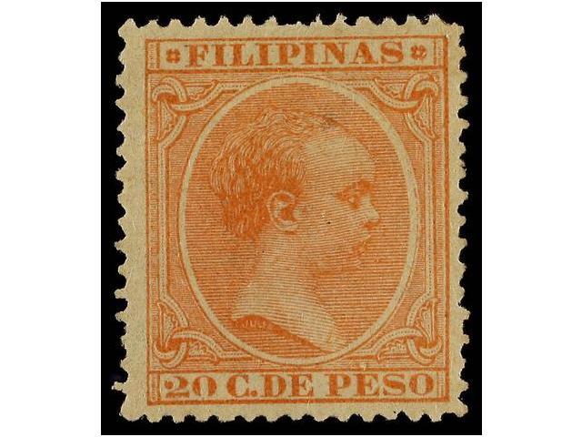 1222 (*) COLONIAS ESPAÑOLAS: FILIPINAS. Ed.86. 1890. <B>20 Ctvos.</B> Rosa. Centraje Excelente. Sello Clave De La Serie. - Otros & Sin Clasificación