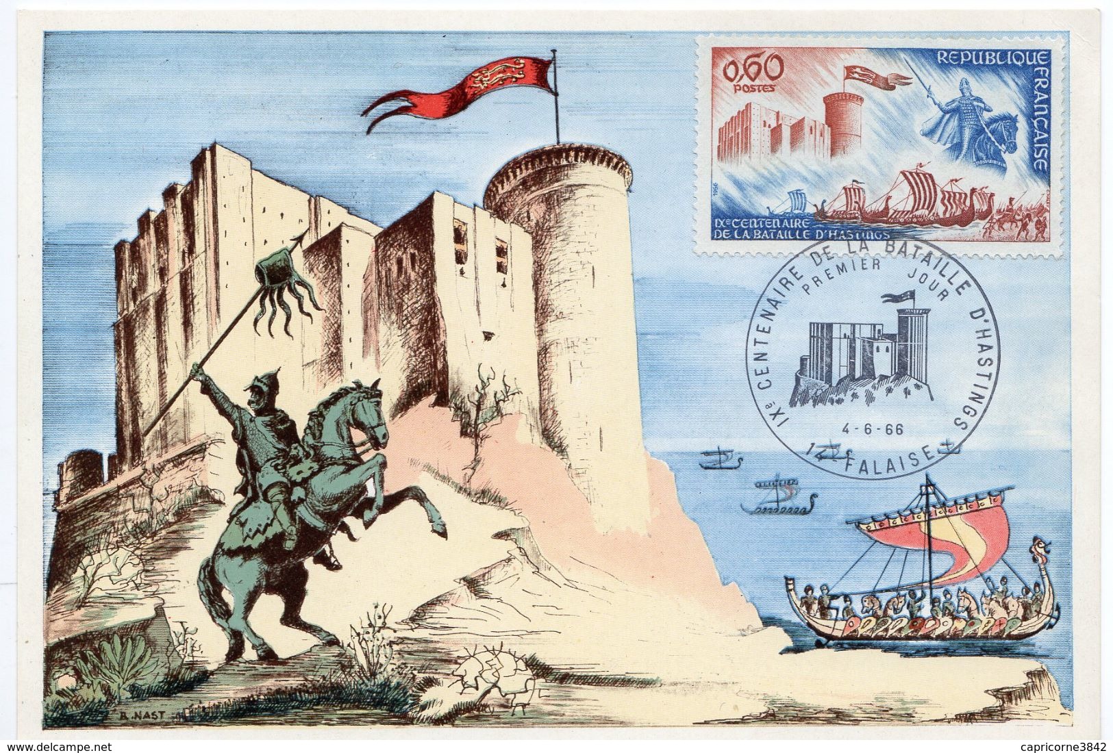 1966 - Falaise - Oblit. Temporaire 1er Jour "IXe CENTENAIRE DE LA BATAILLE D'HASTING" - Château De Falaise - Tp N° 1486 - 1960-1969