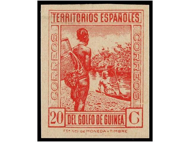 1237 ** COLONIAS ESPAÑOLAS: GUINEA. Ed.265cc. <B>20 Cts.</B> Rosa<B> CAMBIO DE COLOR SIN DENTAR.</B> No Reseñado. MUY RA - Otros & Sin Clasificación