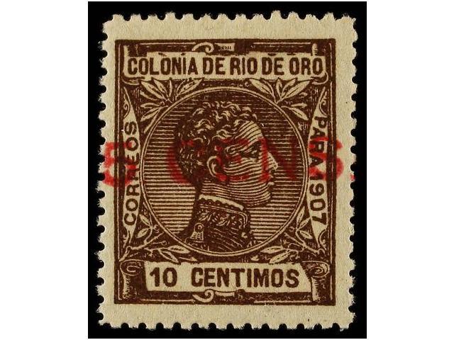 1266 ** COLONIAS ESPAÑOLAS: RIO DE ORO. Ed.37A. <B>5 Cens. S. 10 Cts.</B> Castaño<B> VALOR COMPLEMENTARIO.</B> MAGNÍFICO - Autres & Non Classés