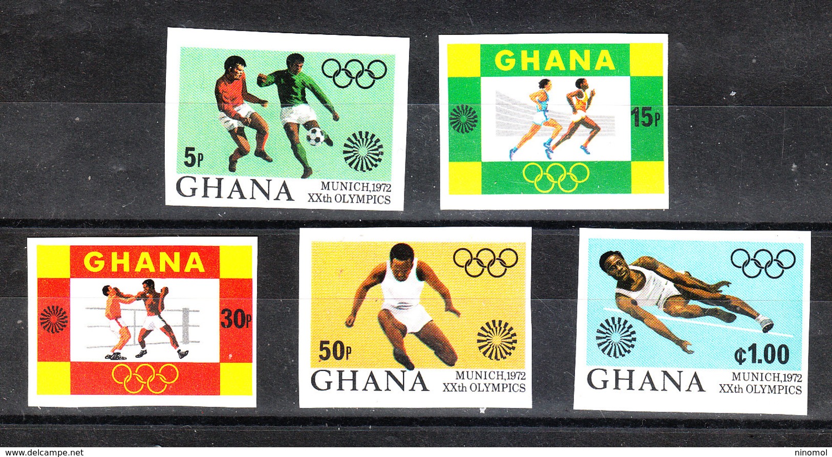 Ghana -   1972. Calcio, Atletica, Pugilato. Soccer,  Athletics, Boxing. Complete Very Rare Imperf. Set MNH - Summer 1972: Munich