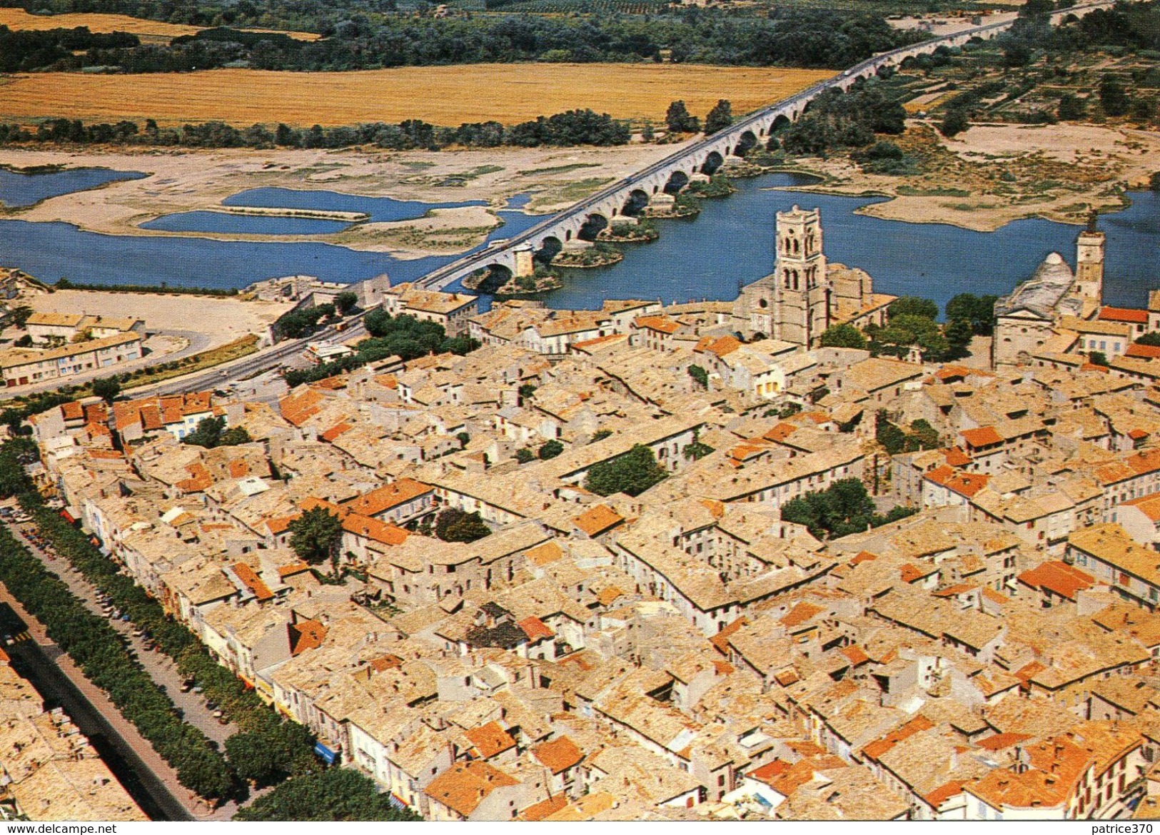 PONT SAINT ESPRIT - LOT De 2 Cartes Vue Aérienne Et Vue Générale Rive Rhône - Pont-Saint-Esprit