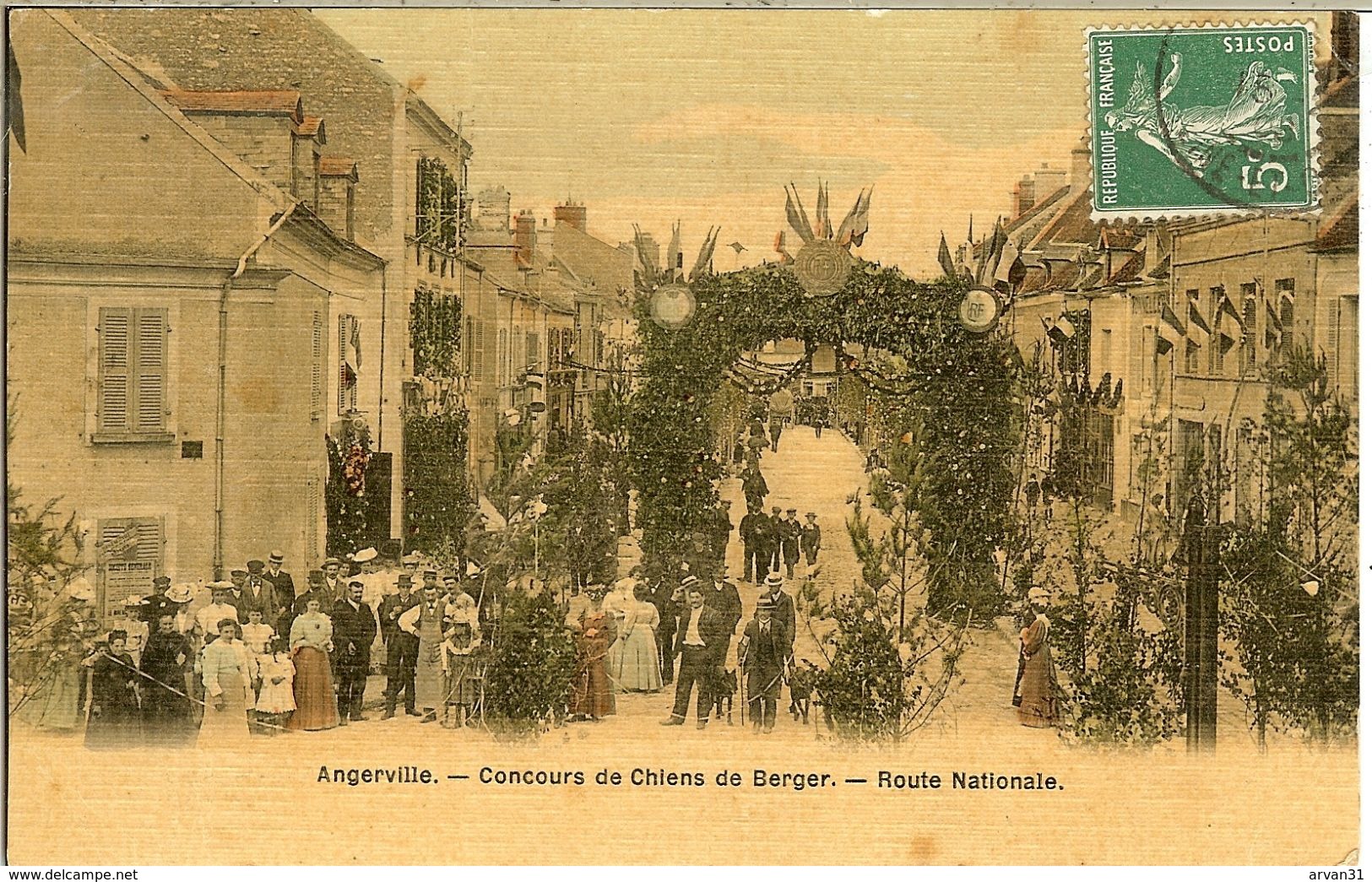 ANGERVILLE - CONCOURS De CHIENS De BERGER - ROUTE NATIONALE - BELLE CARTE EMAILLEE - - Angerville