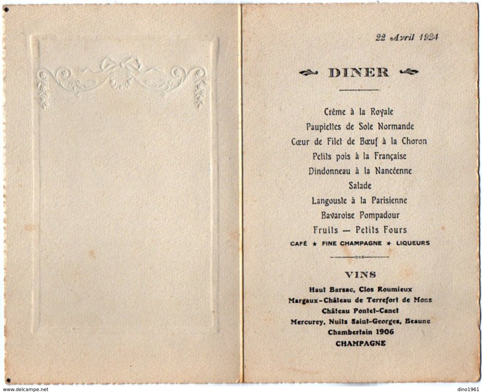 VP11.125 - Ancien Menu De 1924 - Famille LE DUIGOU - Menu