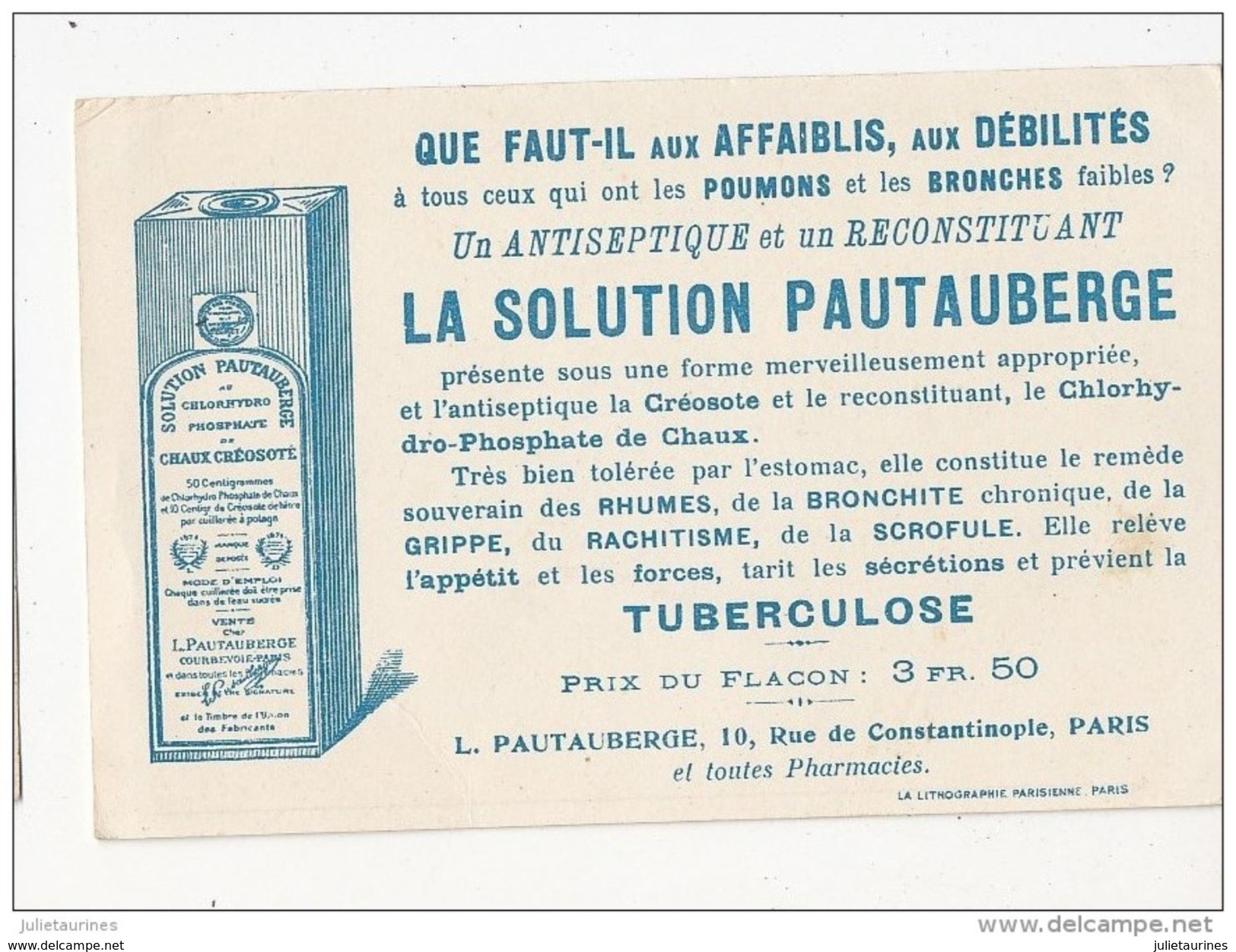 MARECHAL FRENCH DOS PUBLICITE SOLUTION PAUTAUBERGE CPA BON ETAT - Personnages