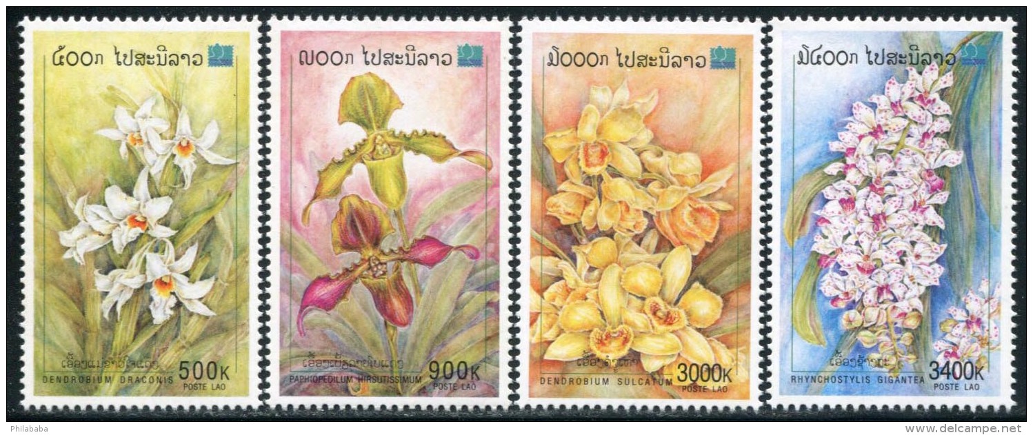 228 - Laos 2000  Y&amp;T 1371/1374  Mi# 1694/1697 ** MNH  Fleurs; Orchidées - Laos