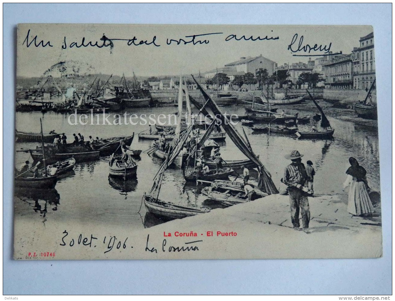 SPAGNA Espa&ntilde;a Spain LA CORUNA Coru&ntilde;a Porto El Puerto Fisherman Fishing Boat Old Postcard - La Coruña