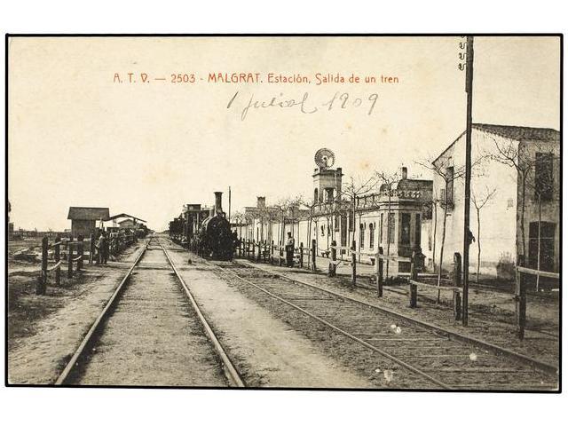 2303 TARJETAS POSTALES. <B>BARCELONA. MALGRAT.</B> Estación Del Ferrocarril. A.T.V. 2503. - Autres & Non Classés