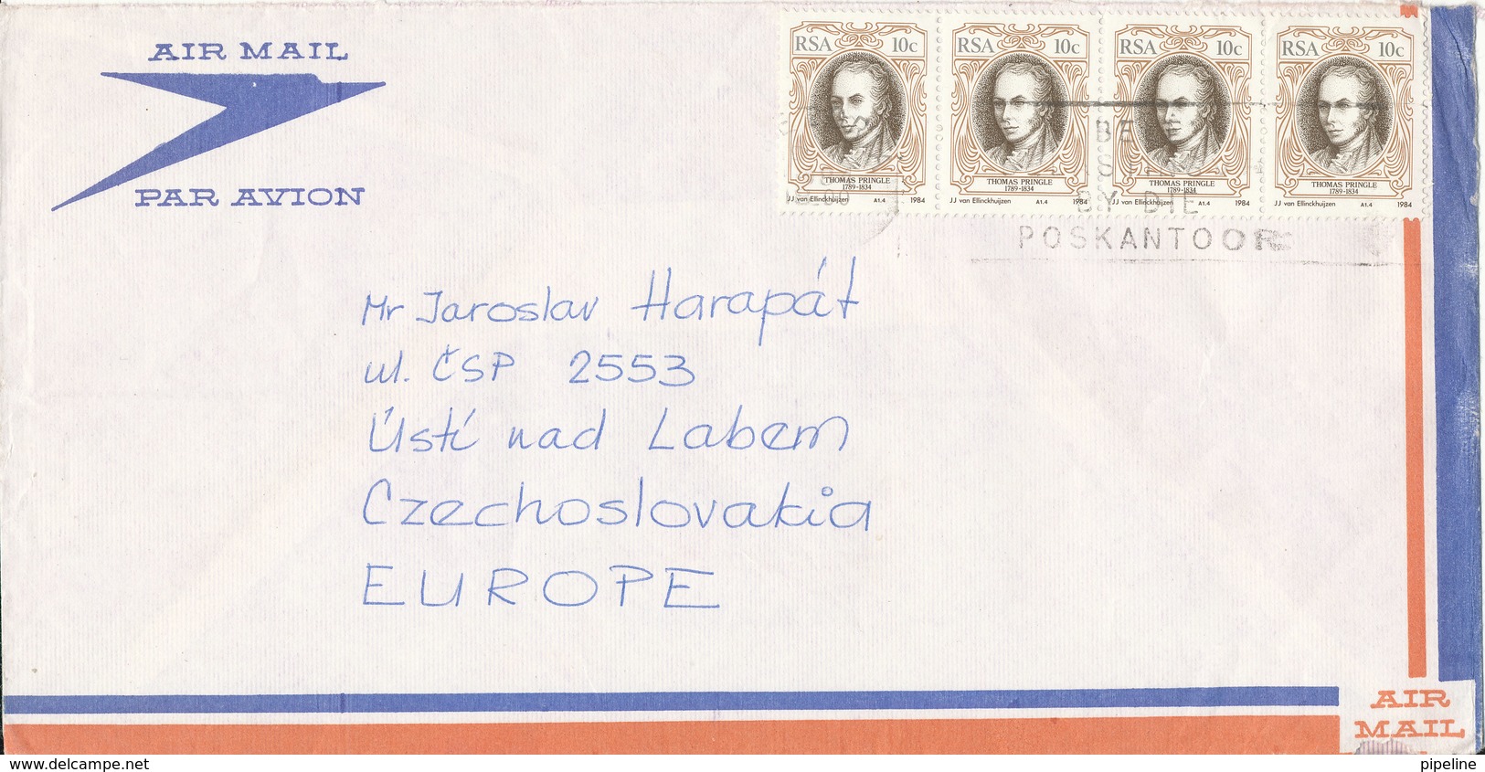 South Africa RSA Air Mail Cover Sent To Czechoslovakia - Covers & Documents