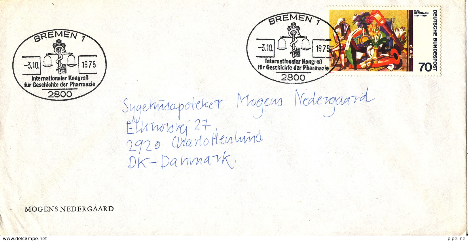 Germany Cover Bremen 3-10-1973 Internationale Congres Pharmacy Sent To Denmark - Pharmacy