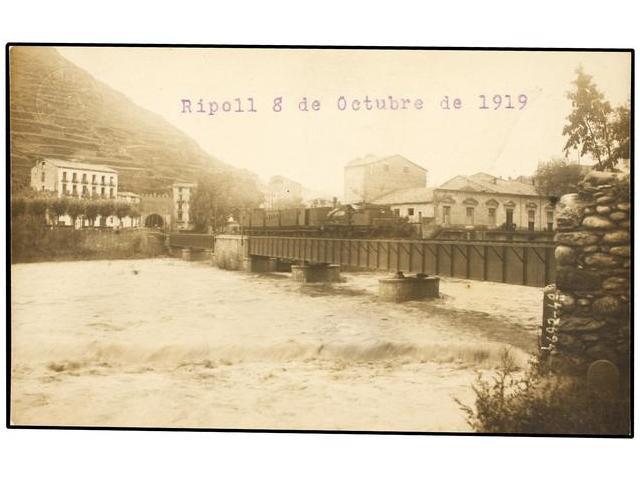 2800 TARJETAS POSTALES. <B>GIRONA. RIPOLL.</B> Puente Del Ferrocarril, Inundaciones De Octubre De 1919. (FOTO). - Otros & Sin Clasificación