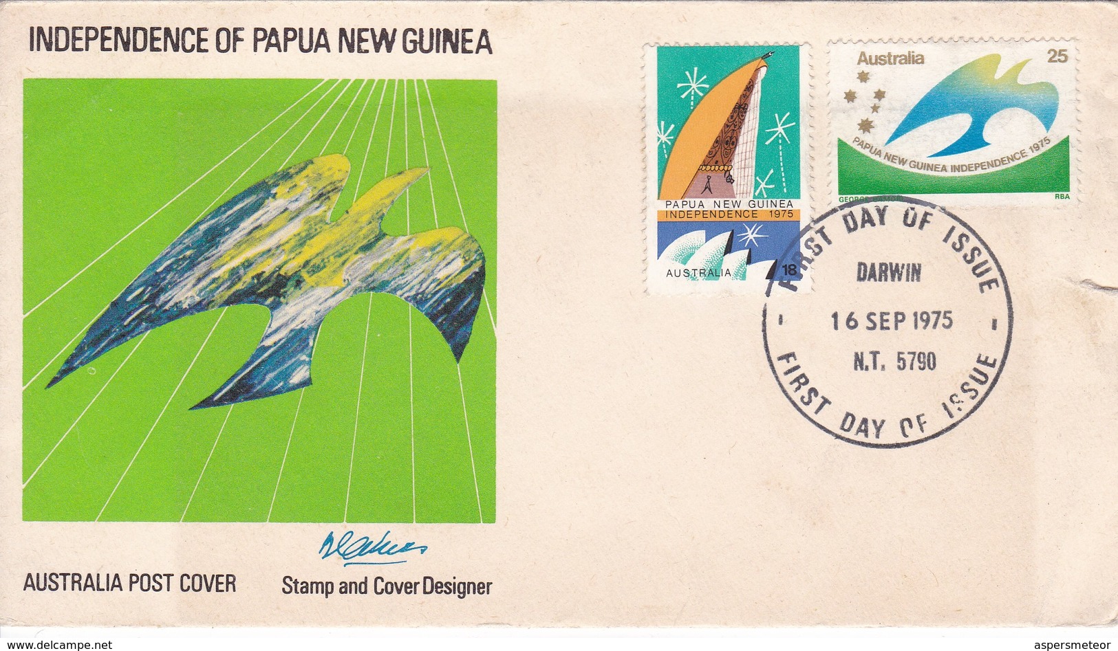 INDEPENDENCE OF PAPUA NEW GUINEA. AUSTRALIA. 1975 - FDC - BLEUP - Premiers Jours (FDC)