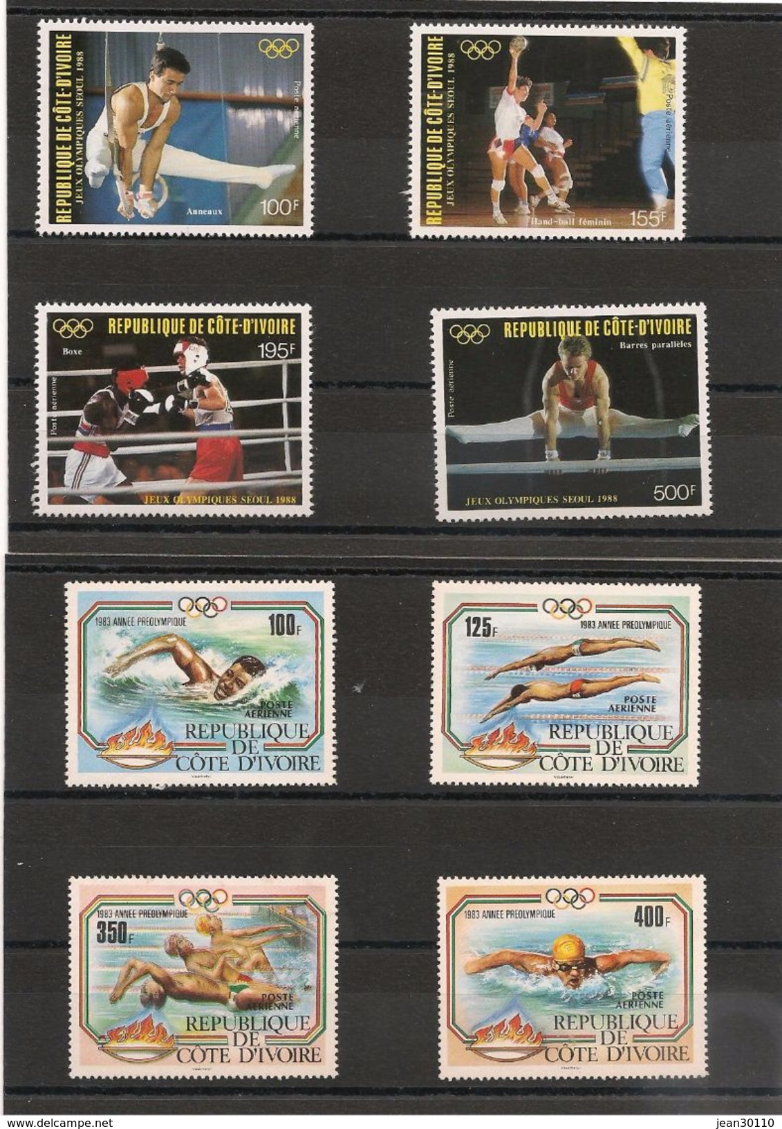 COTE D'IVOIRE JEUX OLYMPIQUES  Années 1983-1988  P.A. N° Y/T: 82/85**-117/120** - Côte D'Ivoire (1960-...)