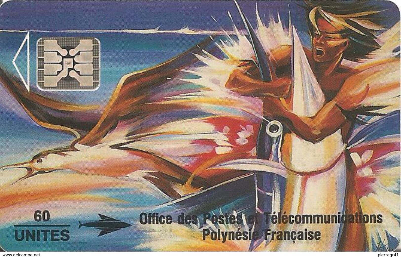 CARTE° PUCE-POLYNESIE-PF13- SC4-60U-R° MAT-V° NOIR-REVE D ESPADON-5 GE 44224-UTILISE-TBE - French Polynesia