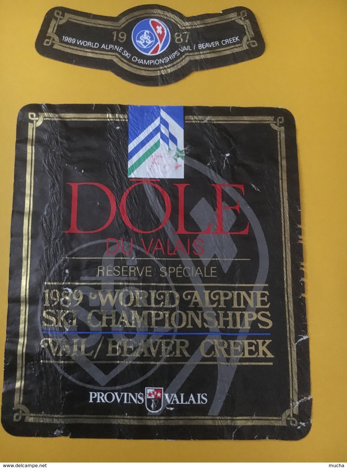 5442 -  1989 World Alpine Ski Champioships Vail Beaver Creek Dôle 1987 Contre étiquette Liste Des Médailles Suisses - Sci