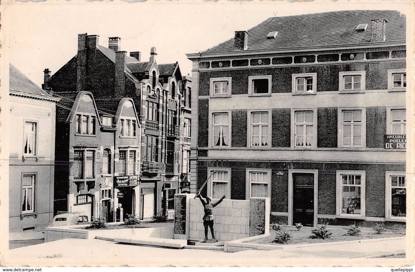 06751 "BELGIO - HAINAUT - MORLANWELZ - PLACE WAROCQUE ET MONUMENT" AUTO, DISTRIBUTORE. CART SPED 1959 - Morlanwelz