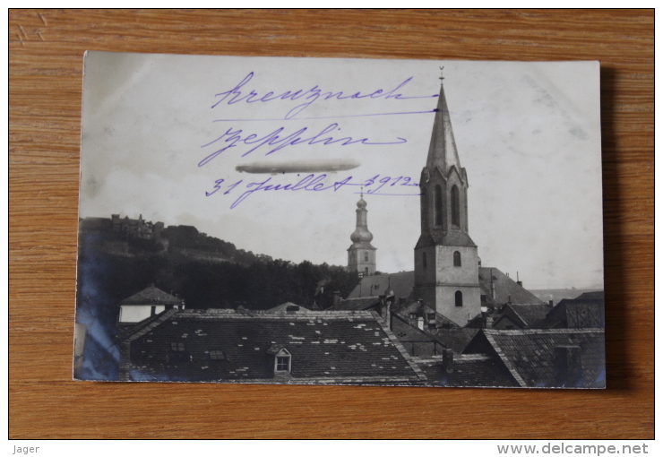 Carte Photo  Le Zeppelin à Kreuznach  31 Juillet 1912 - Andere & Zonder Classificatie