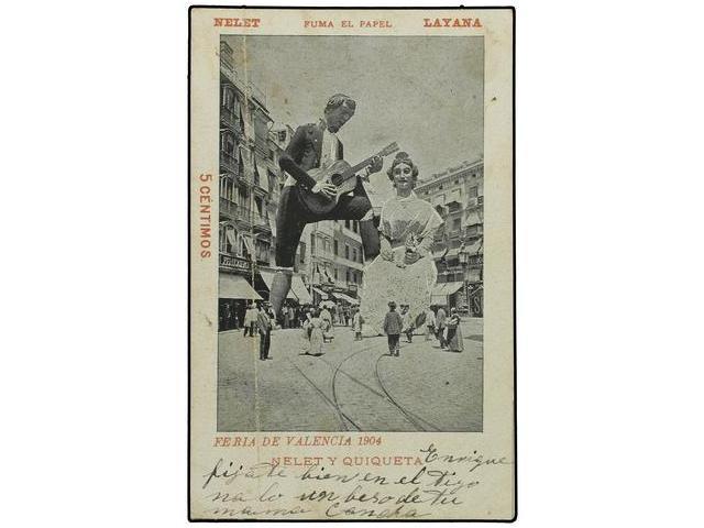 3344 ESPAÑA. VALENCIA. VALENCIA. FIESTAS POPULARES. Feria De 1904. El 'NELET Y QUIQUETA' (R/C Doblez Vertical). - Sonstige & Ohne Zuordnung