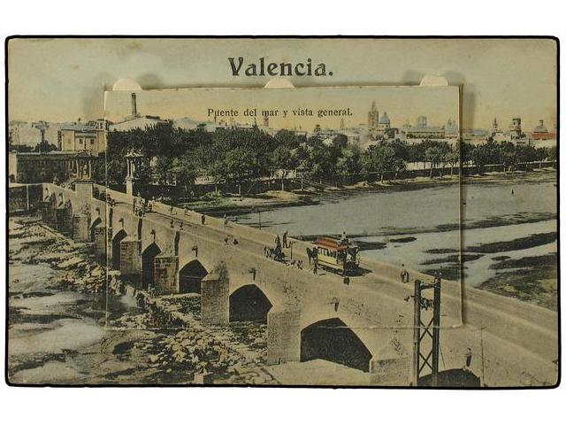 3347 ESPAÑA. VALENCIA. VALENCIA. Vista Del Puente Del Mar Y Desplegable Con 12 Vistas De Valencia (B/C). - Sonstige & Ohne Zuordnung