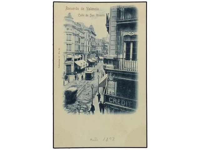 3354 ESPAÑA. VALENCIA. VALENCIA. TRANVIAS. Calle De San Vicente (1898) (B/C). - Sonstige & Ohne Zuordnung
