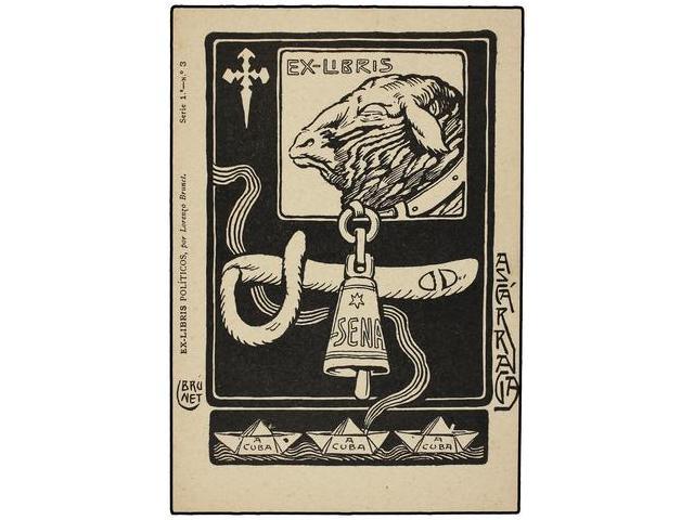 3391 VARIOS. <B>BRUNET. </B> Serie De <B>EX-LIBRIS POLITICOS.</B> Juego De 9 Postales (falta La Nº1), Nº2 Manchas Del Ti - Otros & Sin Clasificación