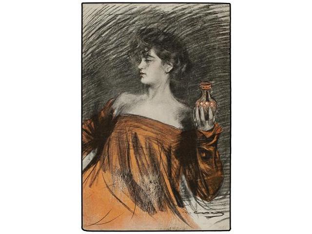 3407 TARJETAS POSTALES. <B>RAMON CASAS</B>. Publicidad Del <B>FAYANS CATALA/ PARFUMARIE AUX FLEURS.</B> MUY RARA. - Sonstige & Ohne Zuordnung