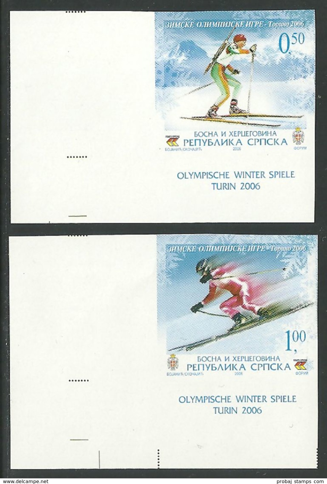 Bosnia Serbia Yugoslavia Serbische Republik Winter Olympic Games Torino COMPLETE IMPERFORATED SET Ungezähnt Probedruck - Hiver 2006: Torino