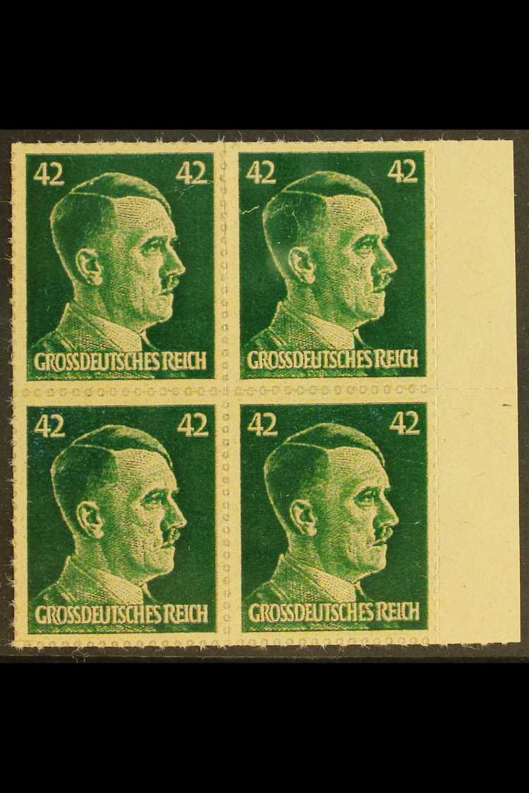 TOM CRUISE FILM MEMORABILIA - STAMPS.  42pf Green Grossdeutsches Reich Hitler Marginal Block Of 4 Reproduction Stamps Ma - Otros & Sin Clasificación