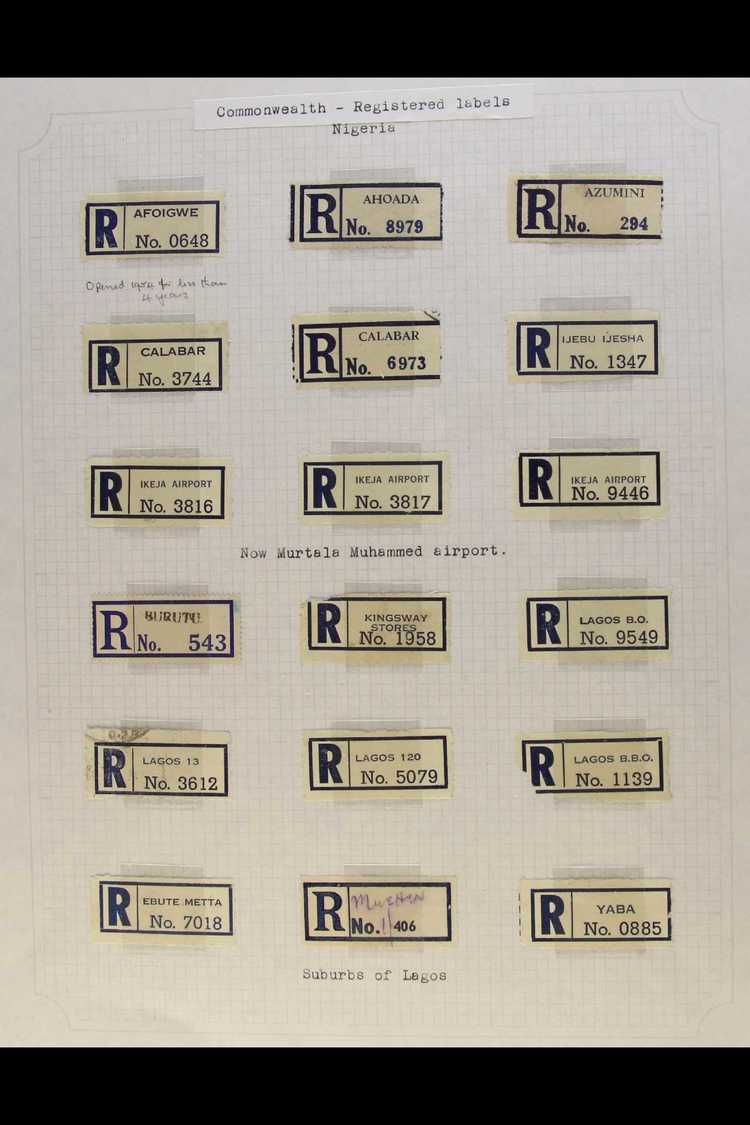 REGISTRATION LABELS   World Wide Collection On Album Pages (plus A Few On Stockcards). With Good Great Britain; Strong B - Autres & Non Classés