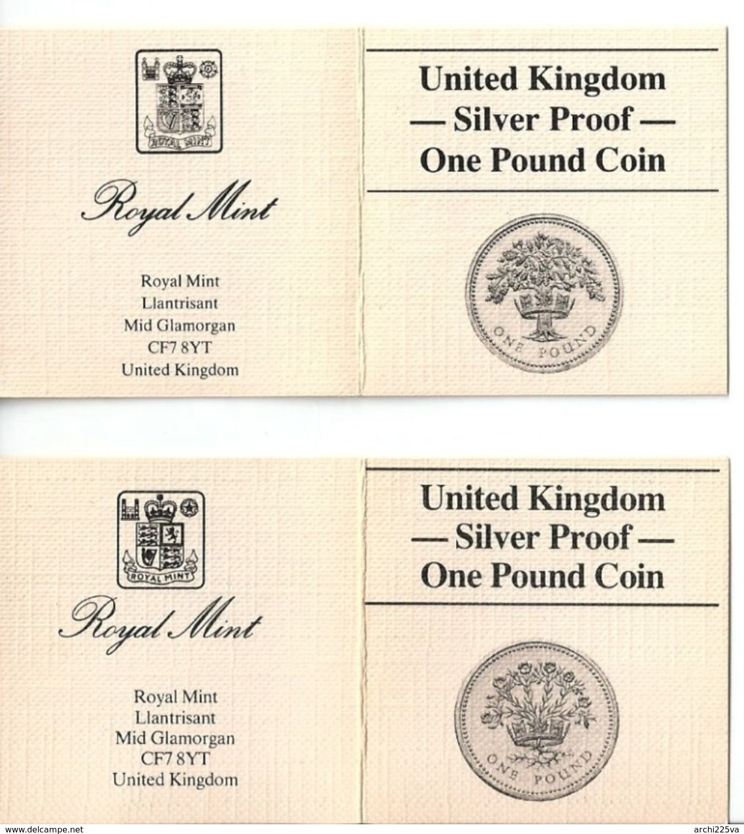 United Kingdom - 1988 / 1987 fiori - 2 ONE POUD - FDC Proof - Argento / Argent / Silver 925 - conf. originale