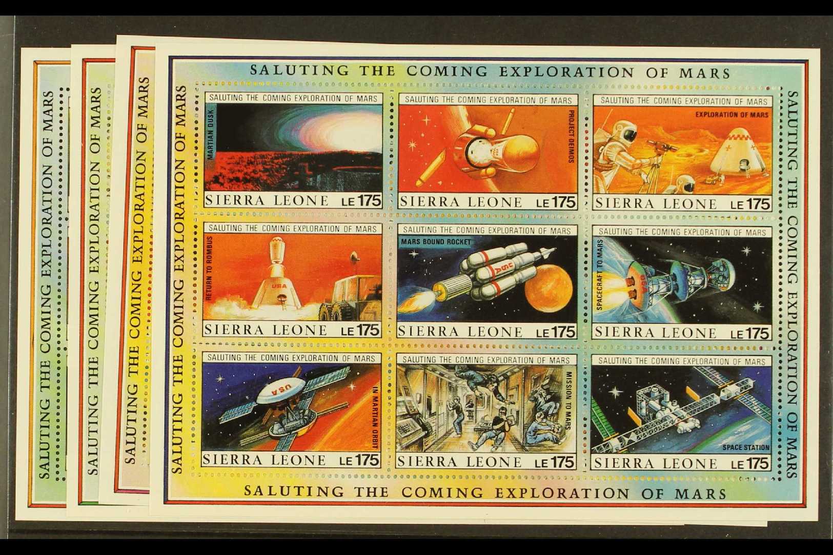 SPACE  SIERRA LEONE 1990 Exploration Of Mars Complete Set, SG 1380/1415, As Superb Never Hinged Mint Se-tenant SHEETLETS - Sin Clasificación