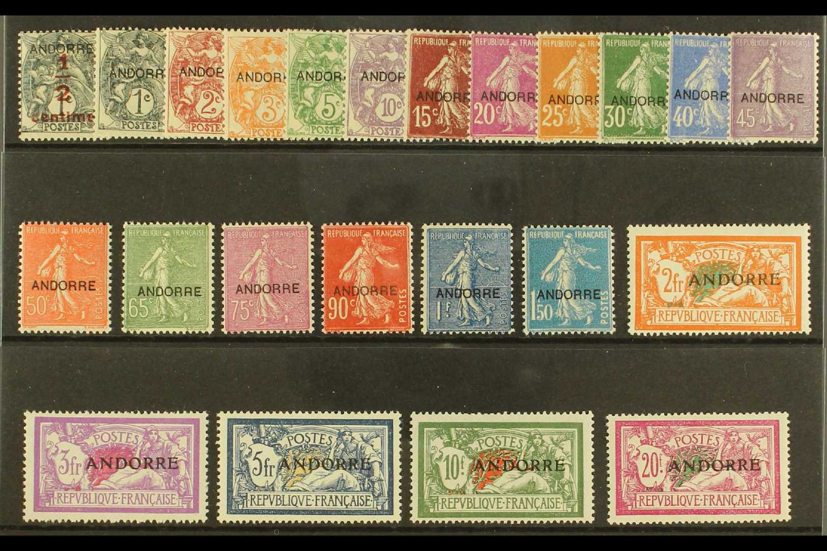 FRENCH  1931 "ANDORRE" Overprint Set Complete, Yv 1/23, Very Fine And Fresh Mint. (23 Stamps) For More Images, Please Vi - Otros & Sin Clasificación