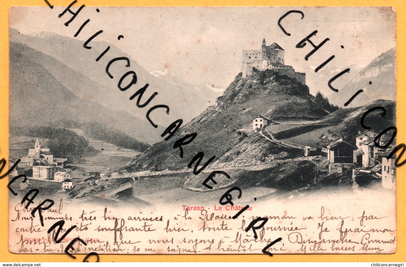 Tarasp - Le Château - Mille Francs Soc. Suisse D'Assurance Accidents à Winterthur - POLYGRAPHISCHES INSTITUT A.C. - 1908 - Tarasp