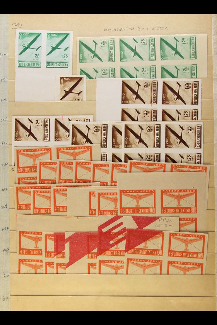 1940 AIRMAILS - COLOUR TRIALS & PROOFS  Accumulation, Mostly Of Pairs Or Blocks, Note 30c On Buff With Wide Red Band, Pa - Sonstige & Ohne Zuordnung