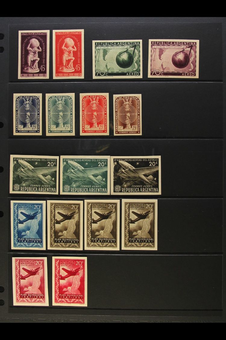 1948-51 AIRMAILS COLOUR TRIALS  Imperforate, Up To Four Different Colours Of A Value, Between Scott C55/60 (21 Items). F - Autres & Non Classés